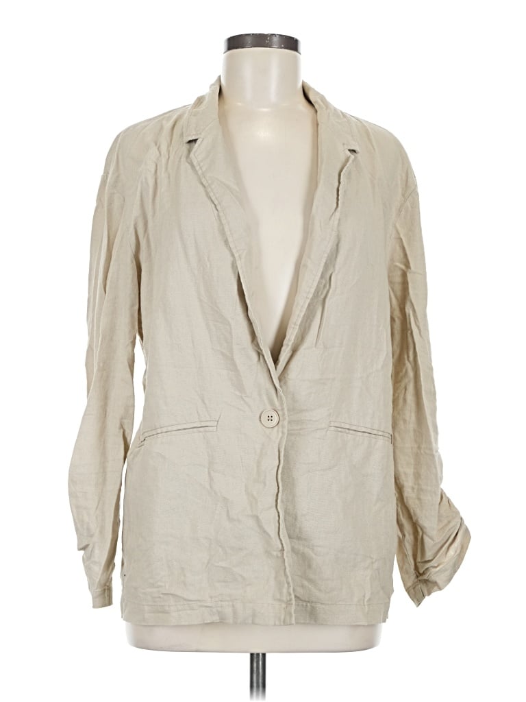 Pre-owned Marc New York Andrew Marc 3/4 Sleeve Button Down Shirt In Tan