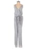 J for Justify 100% Polyester Stripes Silver White Jumpsuit Size S - photo 1