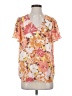 NYDJ 100% Recycled Polyester Floral Orange Short Sleeve Blouse Size S - photo 1