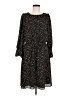 Ann Taylor 100% Polyester Animal Print Black Casual Dress Size 8 - photo 1