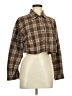 Shein Plaid Brown Long Sleeve Button-Down Shirt Size 6 - photo 1