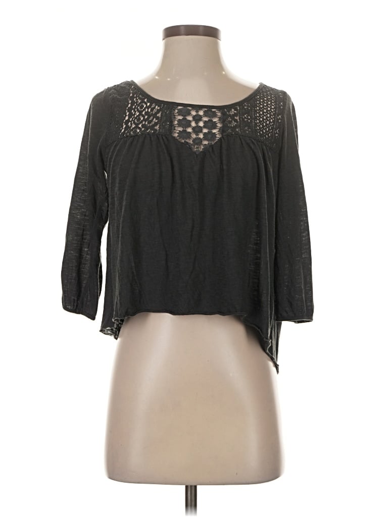 Pre-owned American Eagle Outfitters 3/4 Sleeve Blouse In Black