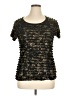 DressBarn 100% Polyester Metallic Black Short Sleeve Top Size XL - photo 1