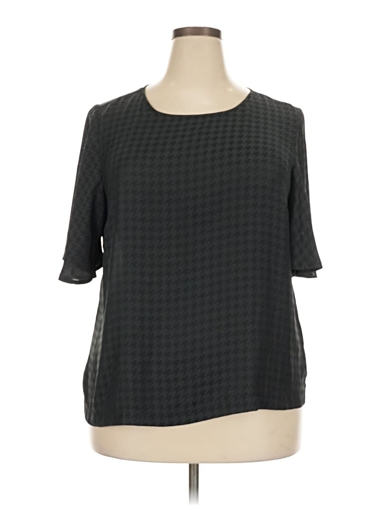A New Day Short Sleeve Blouse In Gray