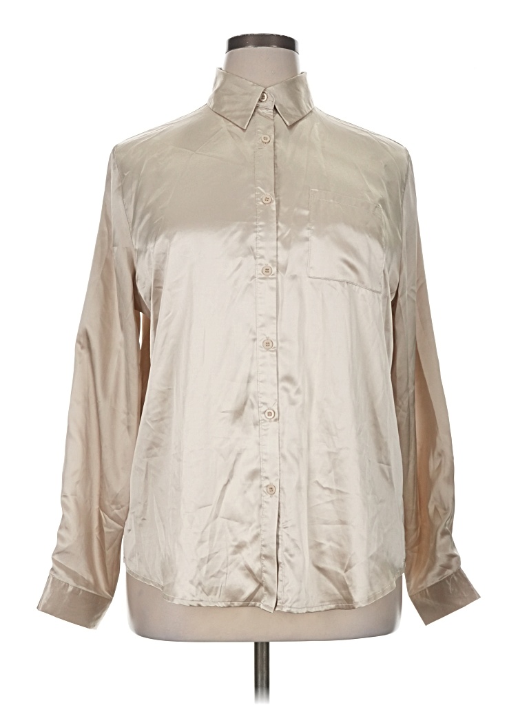 Pre-owned Assorted Brands Long Sleeve Blouse In Tan