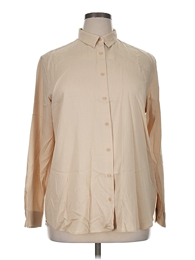 Pre-owned Uniqlo Long Sleeve Blouse In Tan