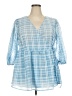 Future Collective Blue 3/4 Sleeve Blouse Size XXL - photo 1