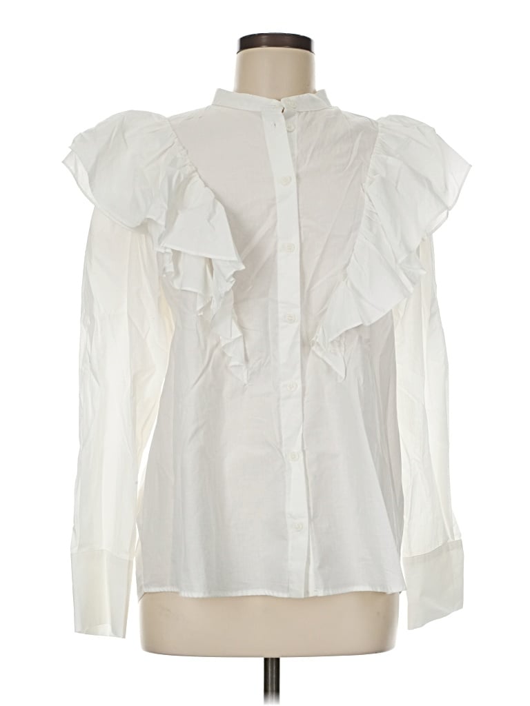 Pre-owned Zara Long Sleeve Blouse In Ivory