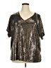 Ragdoll LA Metallic Silver Short Sleeve Blouse Size 2X - photo 1