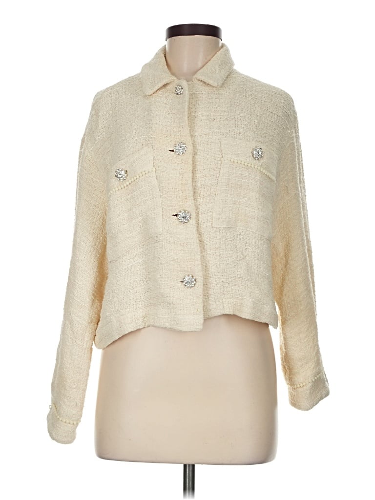 Pre-owned Zara 3/4 Sleeve Blouse In Ivory