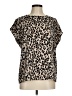 Halogen 100% Polyester Animal Print Tan Short Sleeve Blouse Size M - photo 1