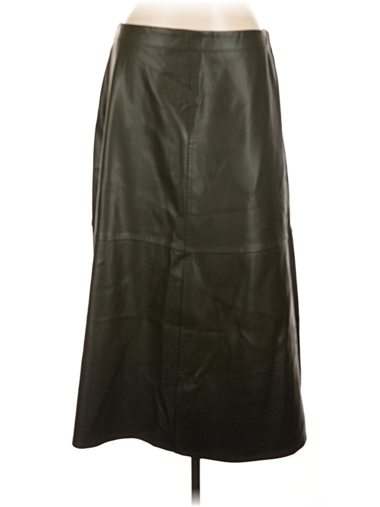 Pre-owned Max Studio Faux Leather Skirt In Green