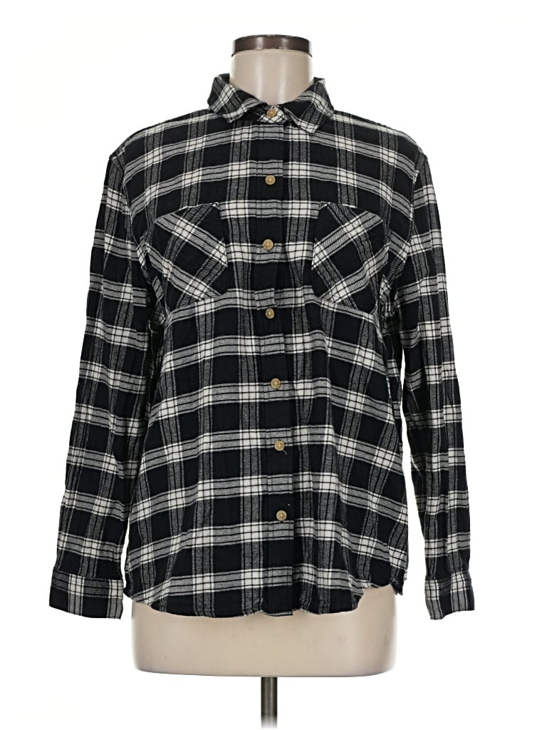 Pre-owned A.n.a. A New Approach Long Sleeve Button Down Shirt In Black