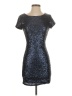 TOBI 100% Polyester Metallic Solid Blue Silver Cocktail Dress Size S - photo 1