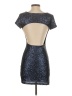 TOBI 100% Polyester Metallic Solid Blue Silver Cocktail Dress Size S - photo 2
