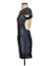 TOBI 100% Polyester Metallic Solid Blue Silver Cocktail Dress Size S - photo 5