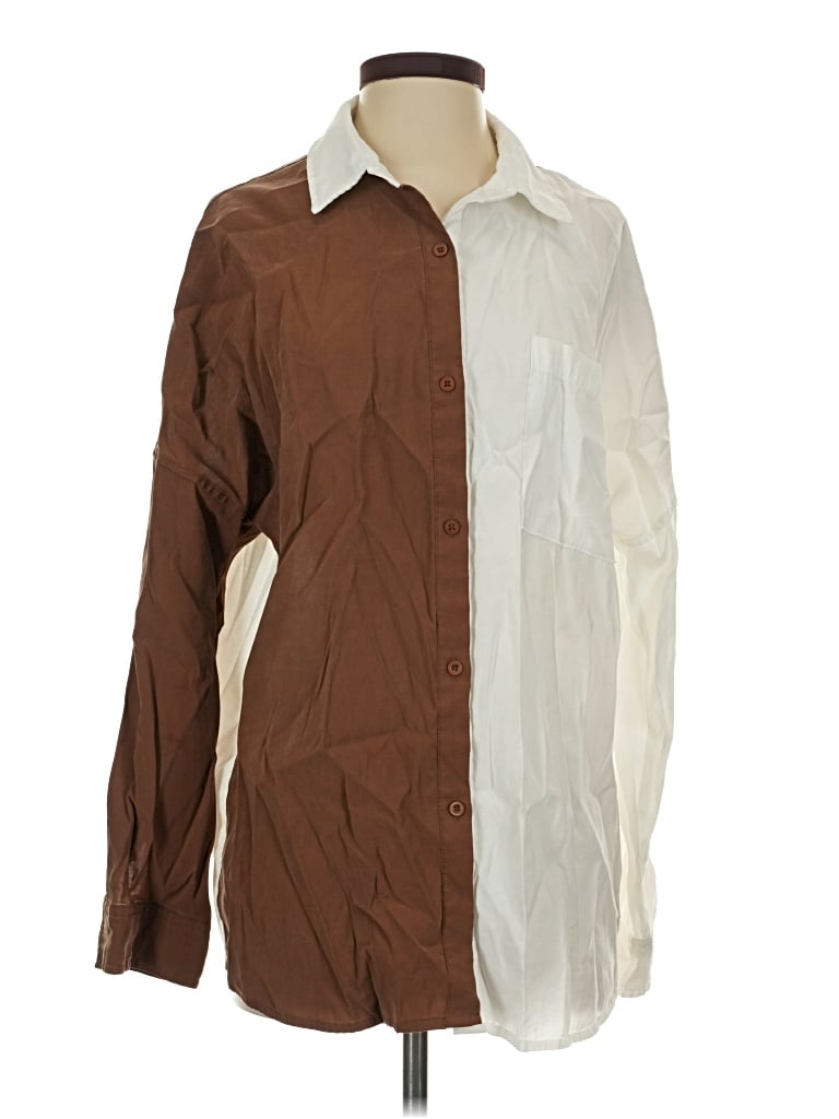 Pre-owned Crescent Long Sleeve Button Down Shirt In Brown