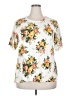 Fitting Image 100% Acrylic Floral White Short Sleeve Blouse Size 2X - photo 1