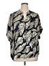 Industry 100% Polyester Tropical Blue Short Sleeve Blouse Size 1X - photo 1