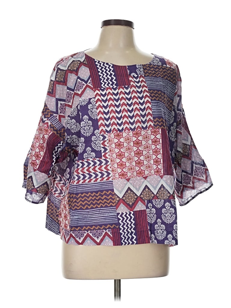 Pre-owned Purejill 3/4 Sleeve Blouse In Purple