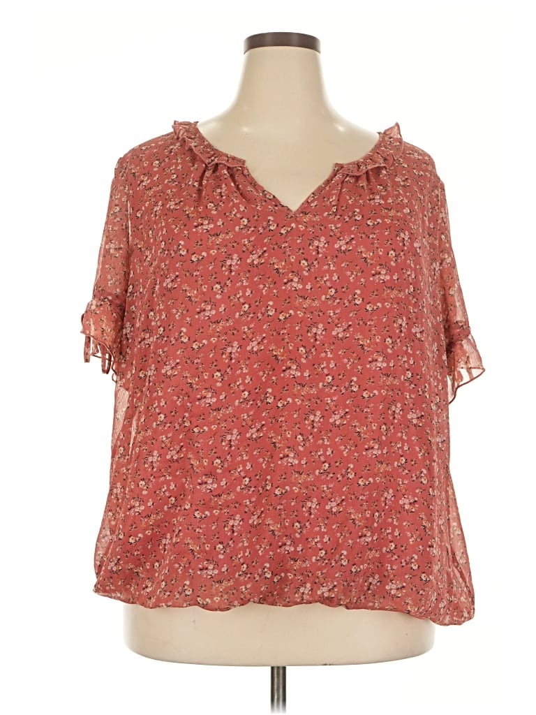 Pre-owned Tamara H. Short Sleeve Blouse In Red