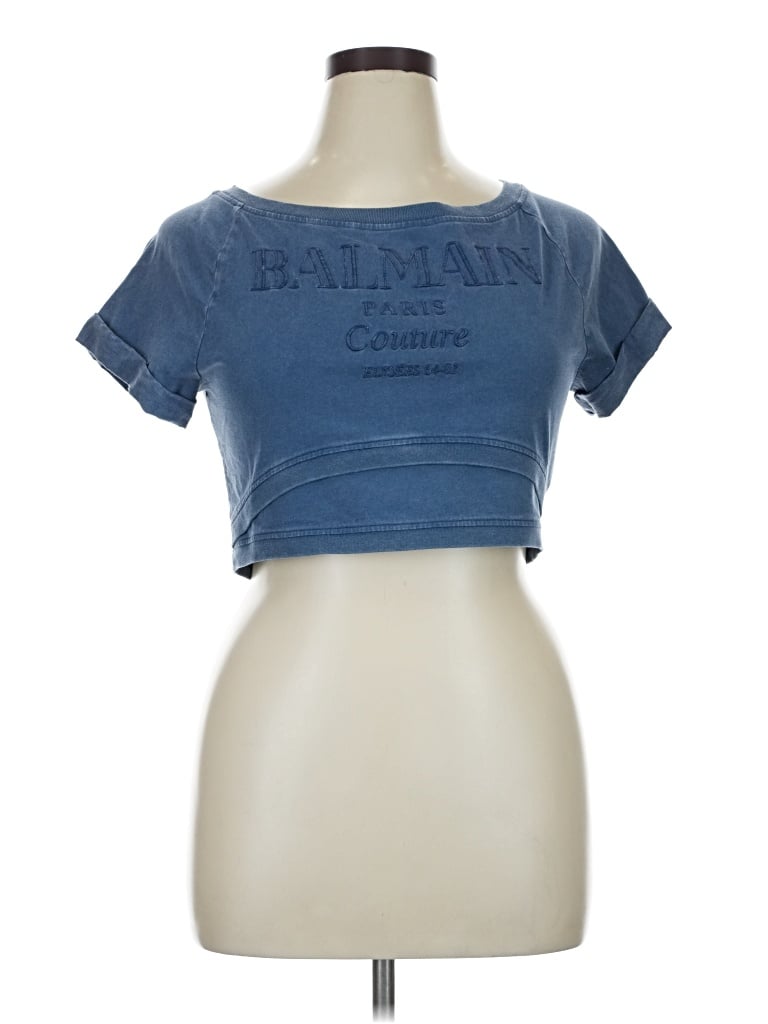 Pre-owned Balmain Short Sleeve T-shirt In Blue