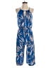 London Times 100% Polyester Print Blue Jumpsuit Size 4 - photo 1