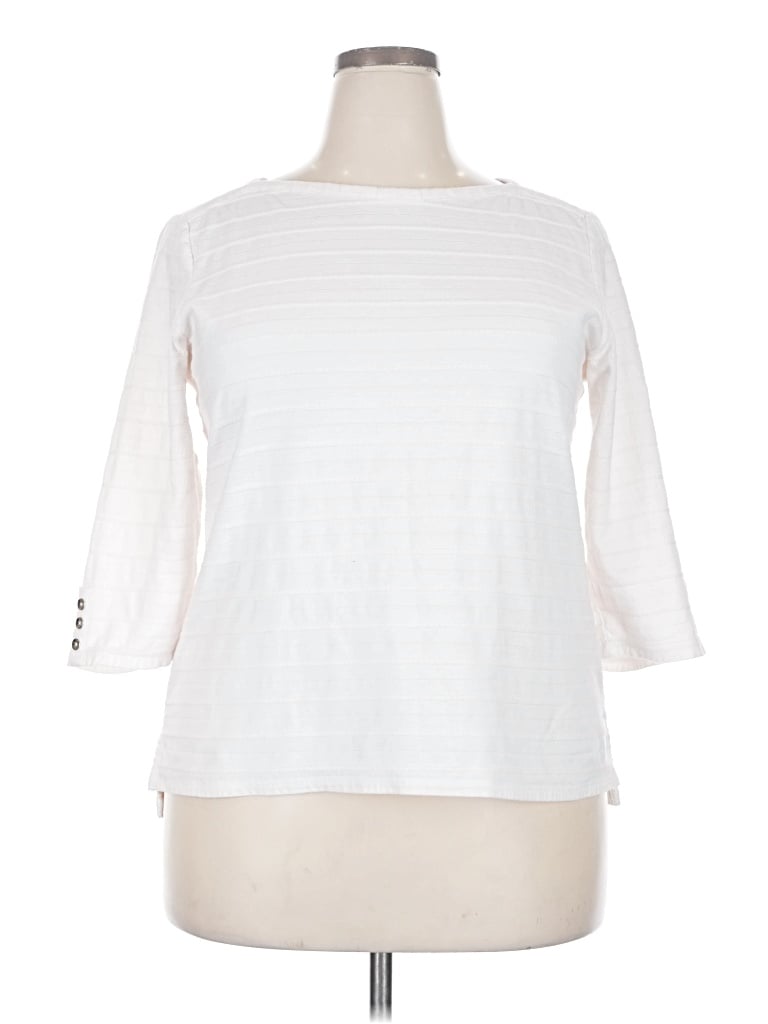 Pre-owned Croft & Barrow 3/4 Sleeve T-shirt In White