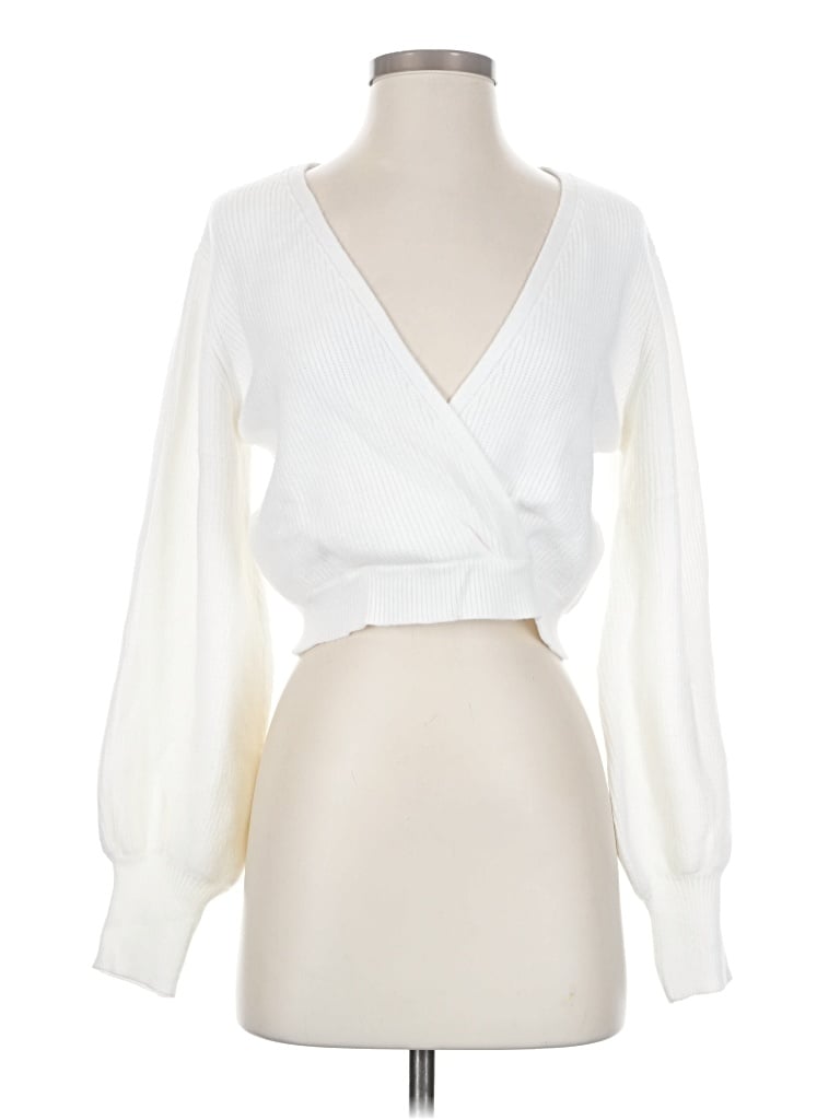 Pre-owned Lulus Cardigan Sweater In White