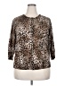 August Silk Animal Print Brown Cardigan Size 2X - photo 1