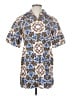 Sandro 100% Cotton Print Blue Short Sleeve Button-Down Shirt Size Sm (1) - photo 1