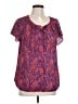 Liz Claiborne 100% Polyester Purple Red Short Sleeve Blouse Size L - photo 1