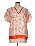 DKNY 100% Polyester Orange Short Sleeve Blouse Size L - photo 1