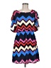 Buttons 100% Polyester Chevron-herringbone Blue Casual Dress Size M - photo 1