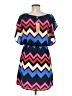 Buttons 100% Polyester Chevron-herringbone Blue Casual Dress Size M - photo 2