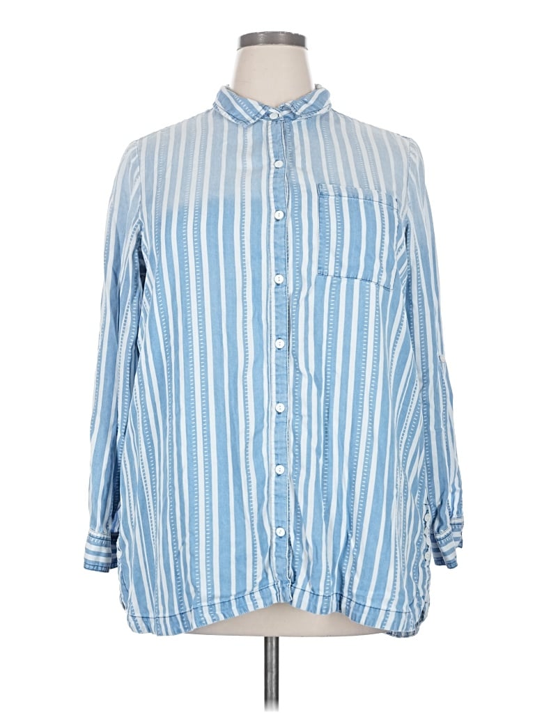 Pre-owned Intro Long Sleeve Button Down Shirt In Blue