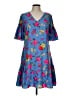 Ann Taylor 100% Polyester Floral Blue Casual Dress Size 10 - photo 1