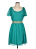 Miami 100% Polyester Solid Teal Casual Dress Size L - photo 1