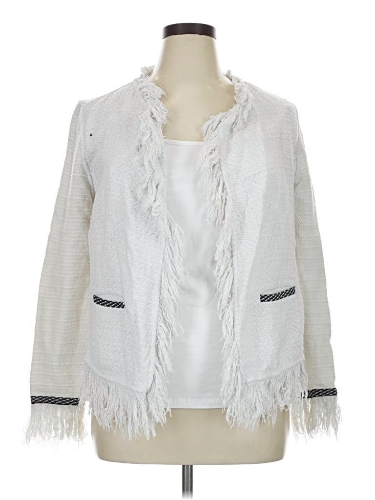 Pre-owned Nic + Zoe Cardigan Sweater In White