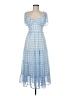 Lush 100% Polyester Checkered-gingham Blue Casual Dress Size M - photo 1