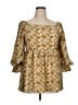 Entro 100% Polyester Floral Tan Gold 3/4 Sleeve Blouse Size 1X - photo 1