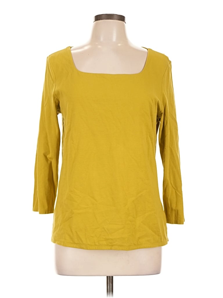 Pre-owned Jjill 3/4 Sleeve T-shirt In Yellow