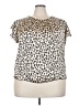 NY Invasion Animal Print Ivory Short Sleeve Blouse Size 3X - photo 1