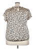 NY Invasion Animal Print Ivory Short Sleeve Blouse Size 3X - photo 2