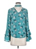 Bongo 100% Polyester Teal Long Sleeve Blouse Size S - photo 1