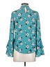 Bongo 100% Polyester Teal Long Sleeve Blouse Size S - photo 2