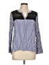 DR2 100% Rayon Stripes Blue Long Sleeve Blouse Size L - photo 1