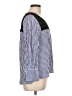 DR2 100% Rayon Stripes Blue Long Sleeve Blouse Size L - photo 4