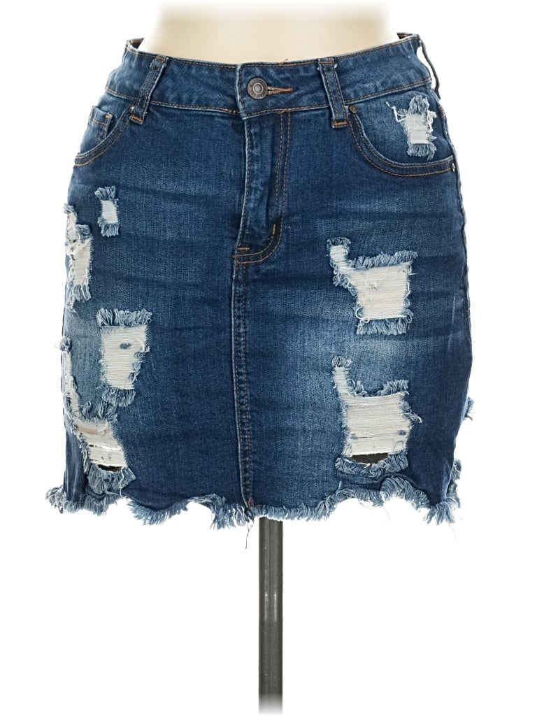 Pre-owned Wax Jean Denim Skirt In Blue
