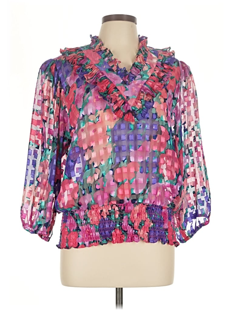 Pre-owned Assorted Brands 3/4 Sleeve Blouse In Purple